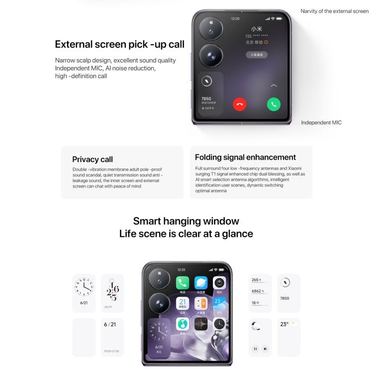 Xiaomi MIX Flip, 12GB+512GB, 6.86 inch + 4.01 inch Xiaomi HyperOS Snapdragon 8 Gen 3 Octa Core 4nm up to 3.3GHz, NFC, Network: 5G (Black) by buy2fix