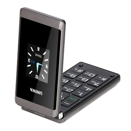 UNIWA X28 Dual-screen Flip Phone, 2.8 inch + 1.77 inch, MT6261D, Support Bluetooth, FM, SOS, GSM, Dual SIM(Black) - UNIWA by UNIWA | Online Shopping UK | buy2fix