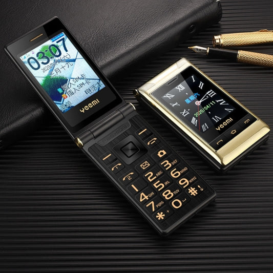 Dual-screen Flip Phone, 2.8 inch  + 2.4 inch, 5900mAh Battery, Support FM, SOS, GSM, Family Number, Big Keys, Dual SIM (Gold) - Others by buy2fix | Online Shopping UK | buy2fix