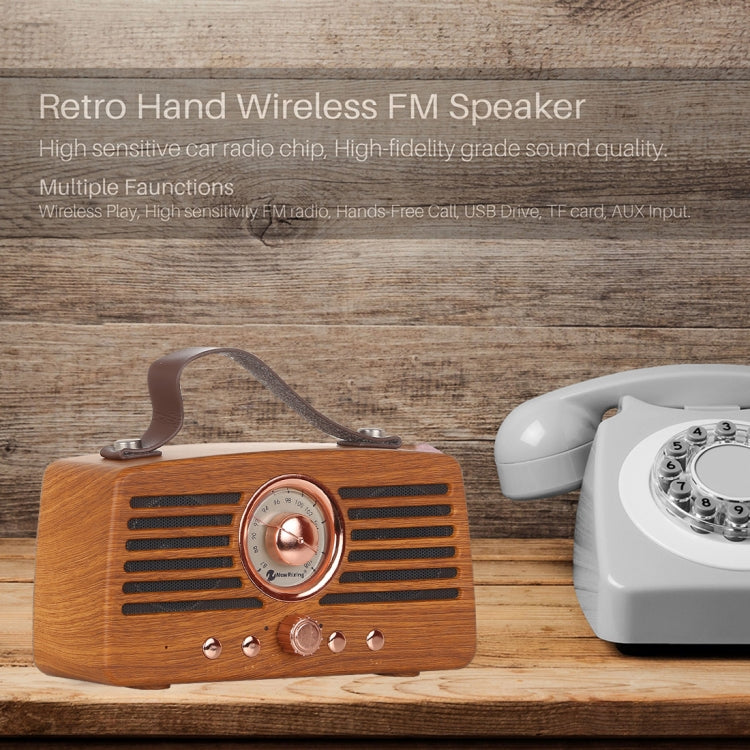 NewRixing NR-4013 Retro Manchurian Ash Texture Hand Wireless FM Speaker with Call Function, Support TF Card & U Disk - Desktop Speaker by NewRixing | Online Shopping UK | buy2fix