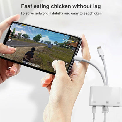 NK-107 Pro 3 in 1 USB-C / Type-C + 8 Pin Male to USB + RJ45 + 8 Pin Charging Female Interface Adapter by buy2fix