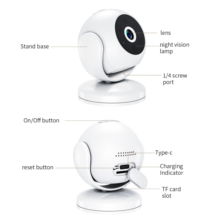 A5 Portable Mini 4K HD Camera Night Vision Home Security Micro Camcorder (White) - Mini Camera by buy2fix | Online Shopping UK | buy2fix