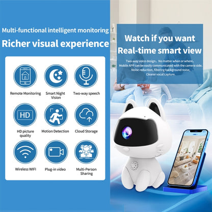 K9 Cute Pets Smart Home Camera, Support Night Vision & Two-way Voice & Motion Detection (White) by buy2fix