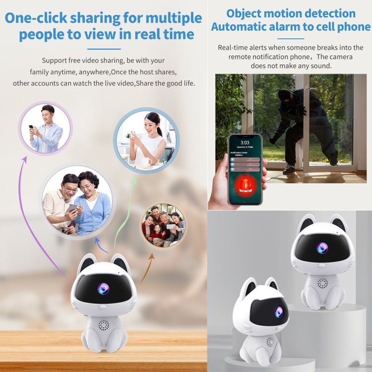 K9 Cute Pets Smart Home Camera, Support Night Vision & Two-way Voice & Motion Detection (White) by buy2fix