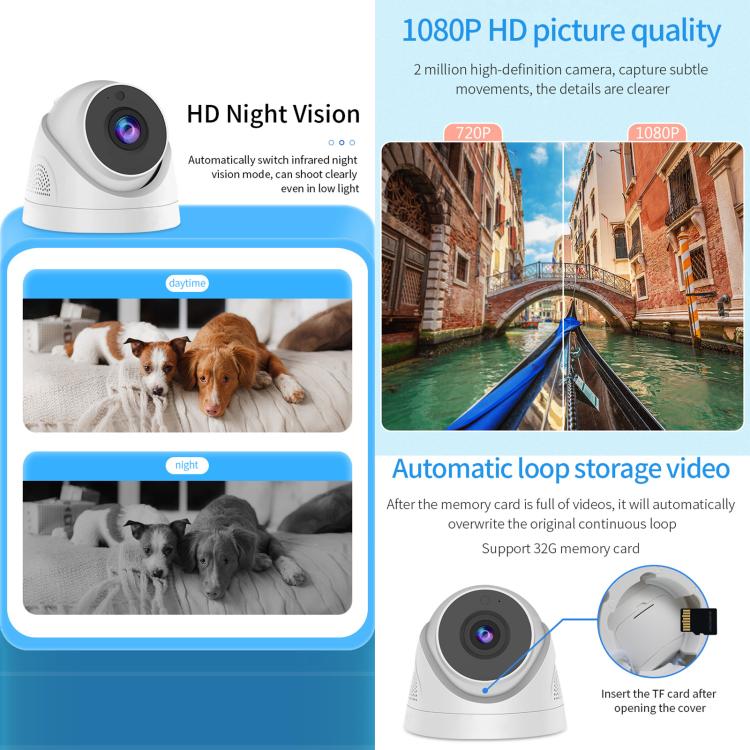 A5 Smart Conch WiFi Camera 1080P HD Night Vision IP Camera (EU Plug) - Wireless Camera by buy2fix | Online Shopping UK | buy2fix