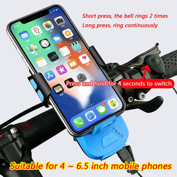 Multifunction 4 in 1 Phone Holder Bicycle Bell Cycling Lamp Flashlight(Black) by buy2fix