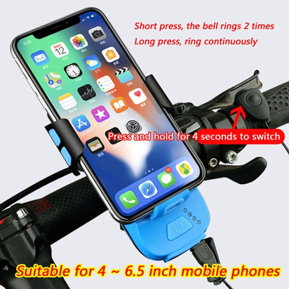 Multifunction 4 in 1 Phone Holder Bicycle Bell Cycling Lamp Flashlight(Black) by buy2fix