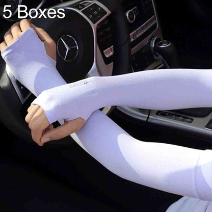5 Boxes New Style Ice Silk Sleeves Fresh and Cool UV Protection Oversleeve, Open Fingers Style(Purple) - Protective Gear by buy2fix | Online Shopping UK | buy2fix