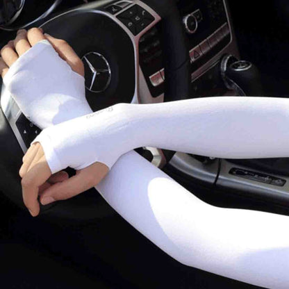 5 Boxes New Style Ice Silk Sleeves Fresh and Cool UV Protection Oversleeve, Open Fingers Style(White) - Protective Gear by buy2fix | Online Shopping UK | buy2fix