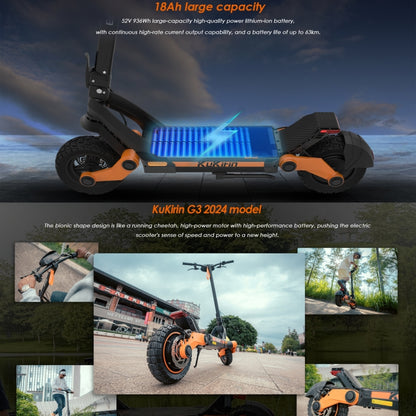 Kukirin G3 10 inch Tires 1200W 52V 18AH Three-speed Folding Electric Offroad Scooter with LED Display - Electric Scooters by Kukirin | Online Shopping UK | buy2fix