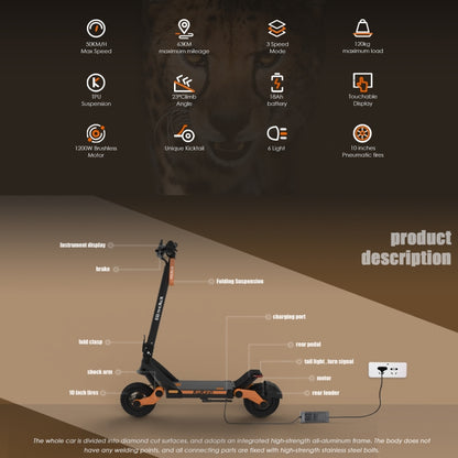 Kukirin G3 10 inch Tires 1200W 52V 18AH Three-speed Folding Electric Offroad Scooter with LED Display - Electric Scooters by Kukirin | Online Shopping UK | buy2fix