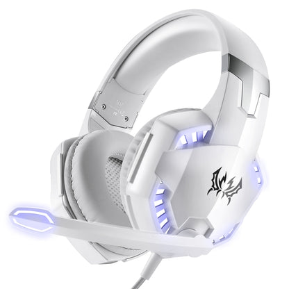 KOTION EACH G2000 Over-ear Gaming Headset with Mic Stereo Bass LED Light,Cable Length: 2.2m(White) by KOTION EACH