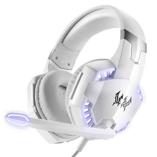 KOTION EACH G2000 Over-ear Gaming Headset with Mic Stereo Bass LED Light,Cable Length: 2.2m(White) by KOTION EACH