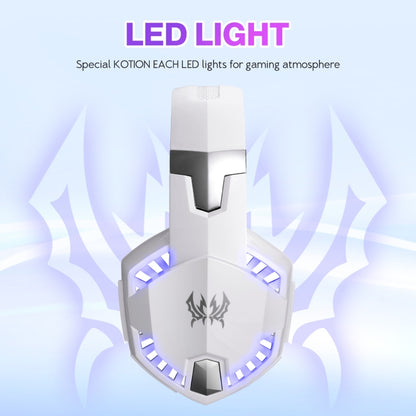 KOTION EACH G2000 Over-ear Gaming Headset with Mic Stereo Bass LED Light,Cable Length: 2.2m(White) by KOTION EACH