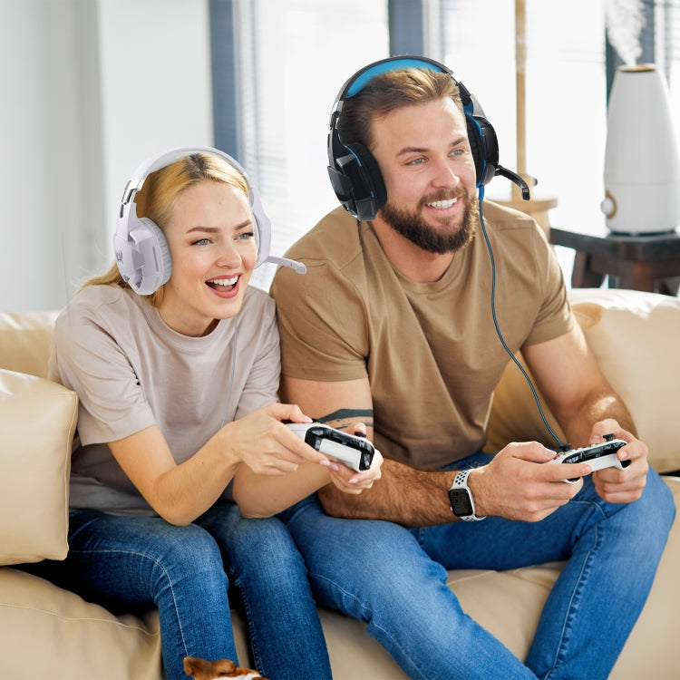 KOTION EACH G2000 Over-ear Gaming Headset with Mic Stereo Bass LED Light,Cable Length: 2.2m(White) by KOTION EACH