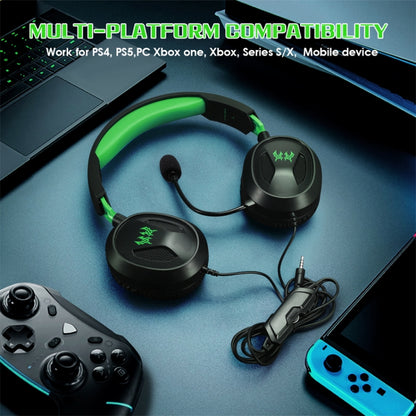 KOTION EACH G3100 Stereo Bass Gaming Headset with Omni-directional Mic,Cable Length: 1.7m(Black+Green) by KOTION EACH