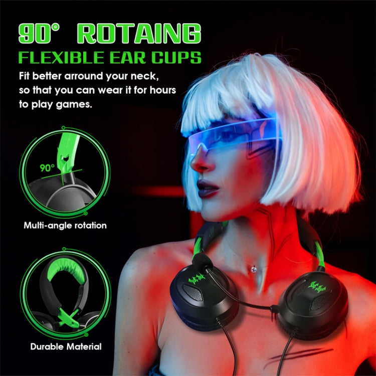 KOTION EACH G3100 Stereo Bass Gaming Headset with Omni-directional Mic,Cable Length: 1.7m(Black+Green) by KOTION EACH