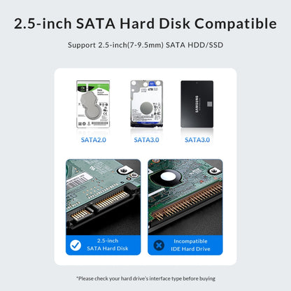 ORICO 2577U3-V1 Grid Texture Design 2.5 inch USB3.0 Micro-B Hard Drive Enclosure Box(Black) - HDD Enclosure by ORICO | Online Shopping UK | buy2fix