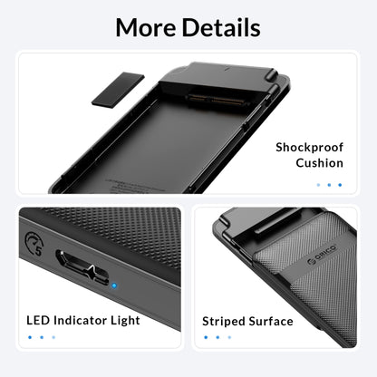 ORICO 2577U3-V1 Grid Texture Design 2.5 inch USB3.0 Micro-B Hard Drive Enclosure Box(Black) - HDD Enclosure by ORICO | Online Shopping UK | buy2fix