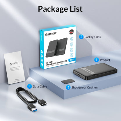 ORICO 2577U3-V1 Grid Texture Design 2.5 inch USB3.0 Micro-B Hard Drive Enclosure Box(Black) - HDD Enclosure by ORICO | Online Shopping UK | buy2fix