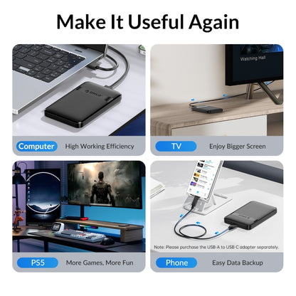 ORICO 2577U3-V1 Grid Texture Design 2.5 inch USB3.0 Micro-B Hard Drive Enclosure Box(Black) - HDD Enclosure by ORICO | Online Shopping UK | buy2fix