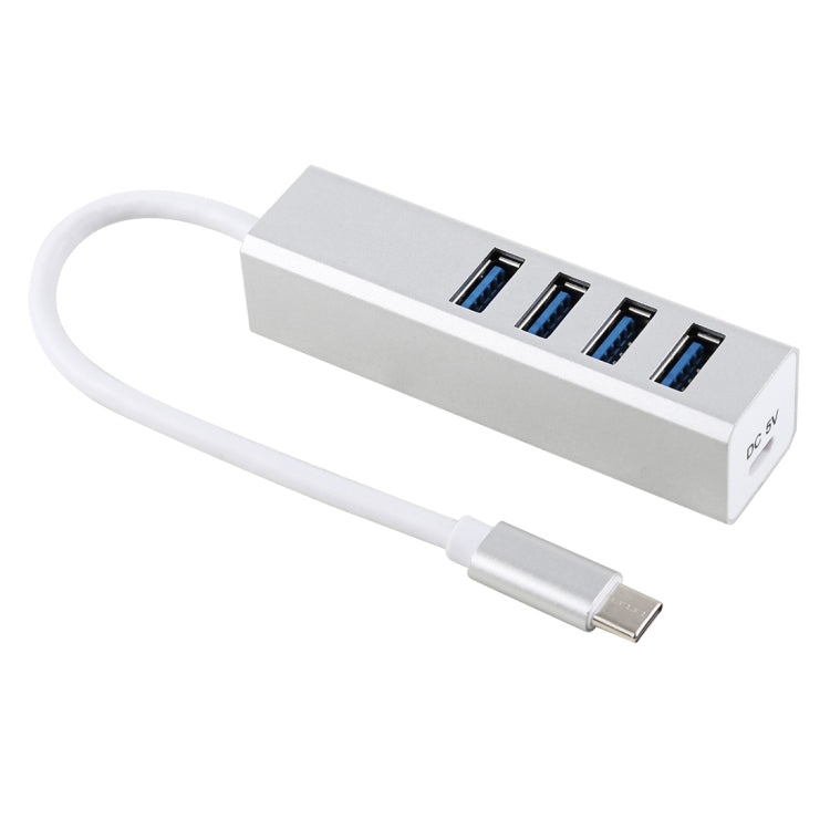 5Gbps Super Speed Self / Bus Power 4 Ports USB 3.0 to USB-C / Type-C HUB Converter (Silver) by buy2fix