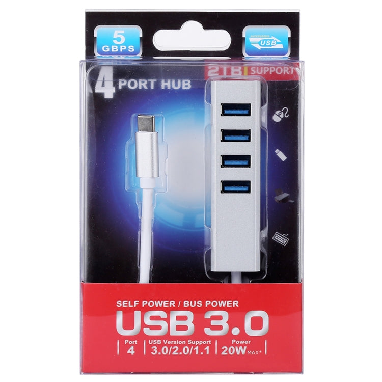 5Gbps Super Speed Self / Bus Power 4 Ports USB 3.0 to USB-C / Type-C HUB Converter (Silver) by buy2fix