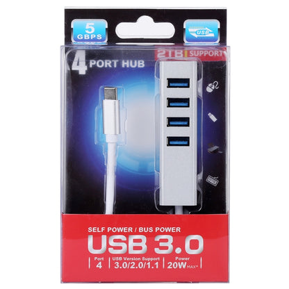 5Gbps Super Speed Self / Bus Power 4 Ports USB 3.0 to USB-C / Type-C HUB Converter (Silver) by buy2fix