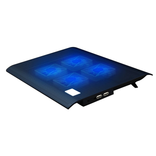 NUOXI L112A Four Fans Adjustable Speed Silent Notebook Computer Cooling Base USB Cooler Pad with 2 x USB Ports(Black) - Cooling Pads by NUOXI | Online Shopping UK | buy2fix