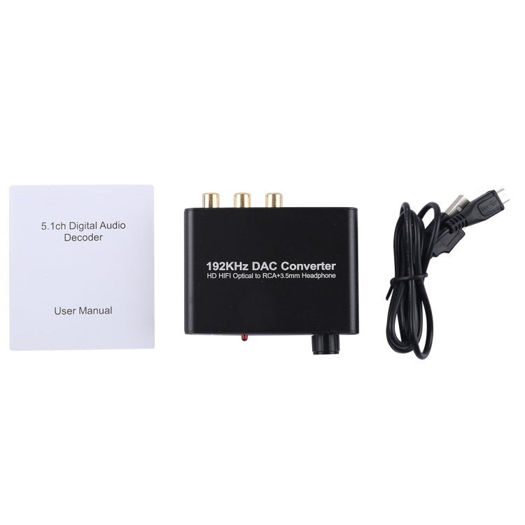 192KHz DAC Converter HD HIFI Optical to RCA+3.5mm Headphone 5.1 Channel Digital Audio Converter with Volume Control by buy2fix
