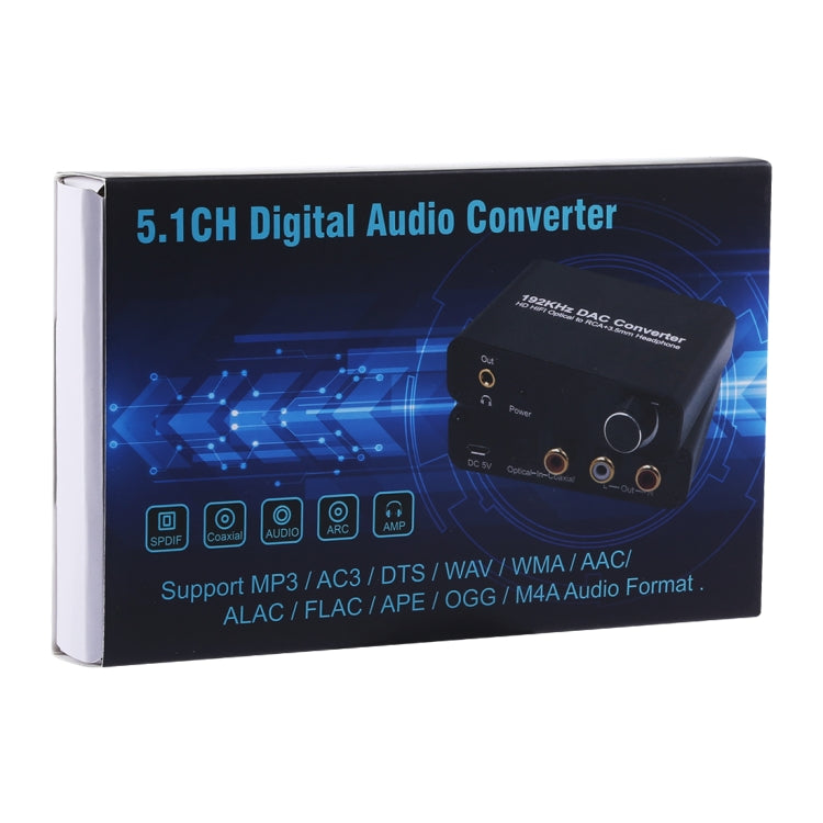 192KHz DAC Converter HD HIFI Optical to RCA+3.5mm Headphone 5.1 Channel Digital Audio Converter with Volume Control by buy2fix