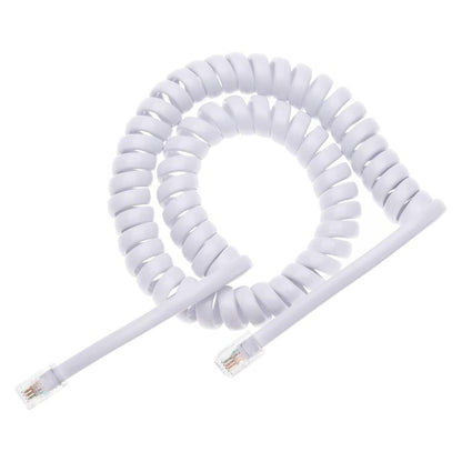4 Core Male to Male RJ11 Spring Style Telephone Extension Coil Cable Cord Cable, Stretch Length: 2m(White) - Telephone Cable by buy2fix | Online Shopping UK | buy2fix