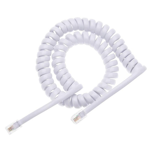 4 Core Male to Male RJ11 Spring Style Telephone Extension Coil Cable Cord Cable, Stretch Length: 2m(White) - Telephone Cable by buy2fix | Online Shopping UK | buy2fix