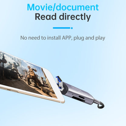 118 2 in 1 USB + 8 Pin Interfaces USB Flash Disk / Memory Card OTG Card Reader for IOS System Mobile Phone / Computer (Light Grey) by buy2fix