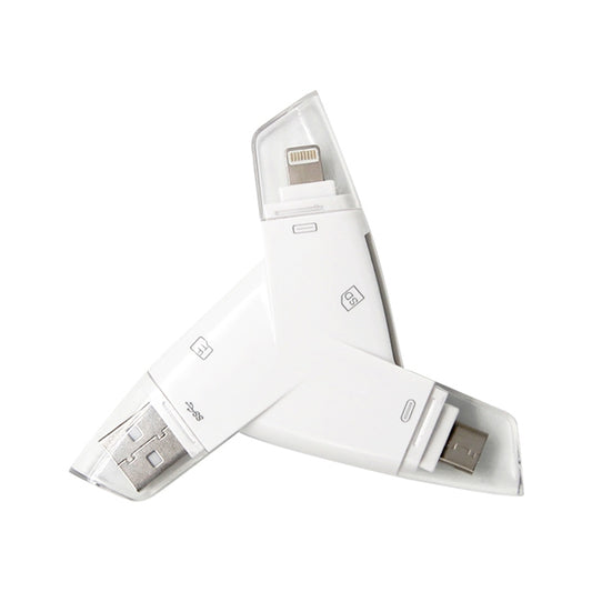 919 3 in 1 USB + USB-C / Type-C + 8 Pin Interfaces TF / SD Card Reader with OTG by buy2fix