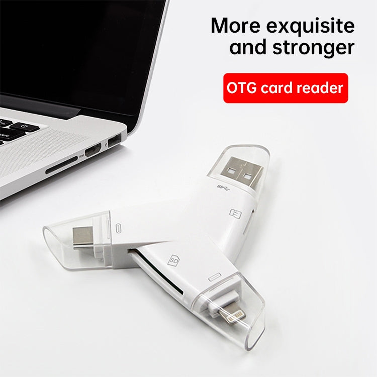 919 3 in 1 USB + USB-C / Type-C + 8 Pin Interfaces TF / SD Card Reader with OTG by buy2fix