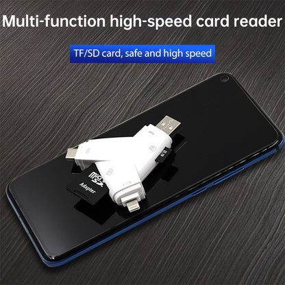 919 3 in 1 USB + USB-C / Type-C + 8 Pin Interfaces TF / SD Card Reader with OTG by buy2fix