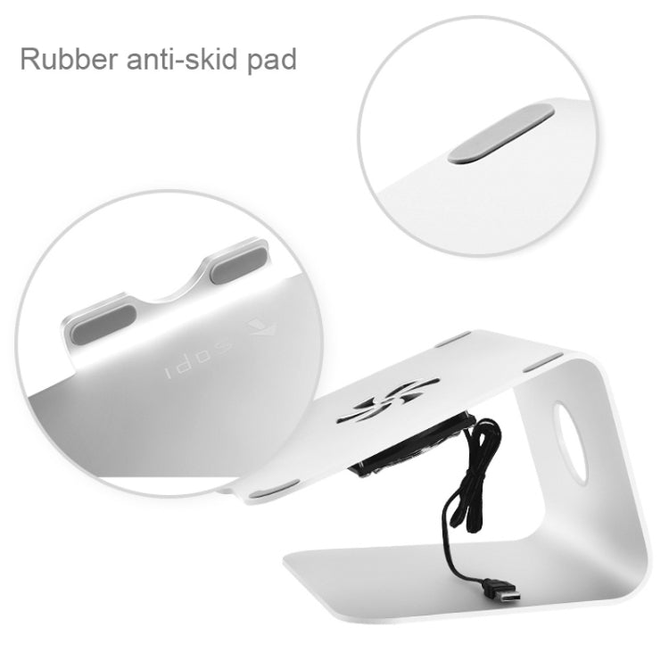 SOPI ZJ-001 Classic Style Aluminum Cooling Stand with Cool Fan for Laptop, Suitable for Mac Air, Mac Pro, iPad, and Other Laptops (Silver) by buy2fix