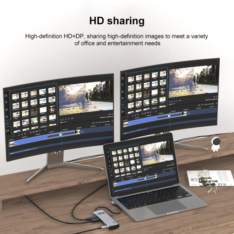 Z261 12 in 1 Elbow USB-C/Type-C to USB MST Smart Docking Station HUB Adapter by buy2fix