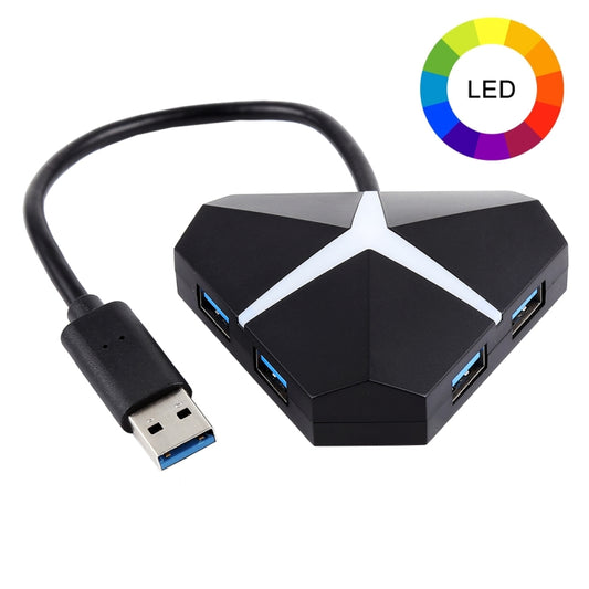 5Gbps Super Speed 4 Ports USB 3.0 HUB Adapter, Cable Length: about 20cm(Black) by buy2fix