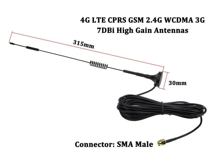 7dBi SMA Male Connector High Gain 4G LTE CPRS GSM 2.4G WCDMA 3G Antenna Network Reception Adapter - SMA/RP-SMA Antenna by buy2fix | Online Shopping UK | buy2fix