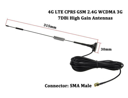 7dBi SMA Male Connector High Gain 4G LTE CPRS GSM 2.4G WCDMA 3G Antenna Network Reception Adapter - SMA/RP-SMA Antenna by buy2fix | Online Shopping UK | buy2fix
