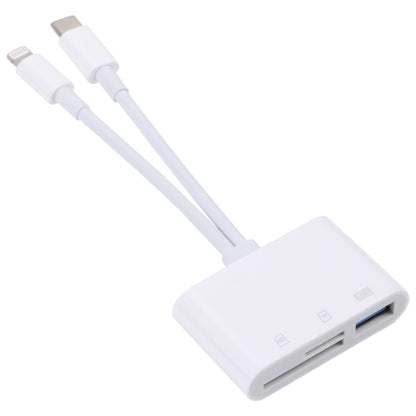 NK-103Pro 3 in 1 8 Pin + USB-C / Type-C Male to USB + TF / SD Card Reader by buy2fix