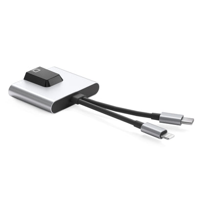 NK-1056Pro 3 in 1 8 Pin + USB-C / Type-C Male to 8 Pin Charging + Ethernet + 3.5mm Earphone Female Adapter by buy2fix