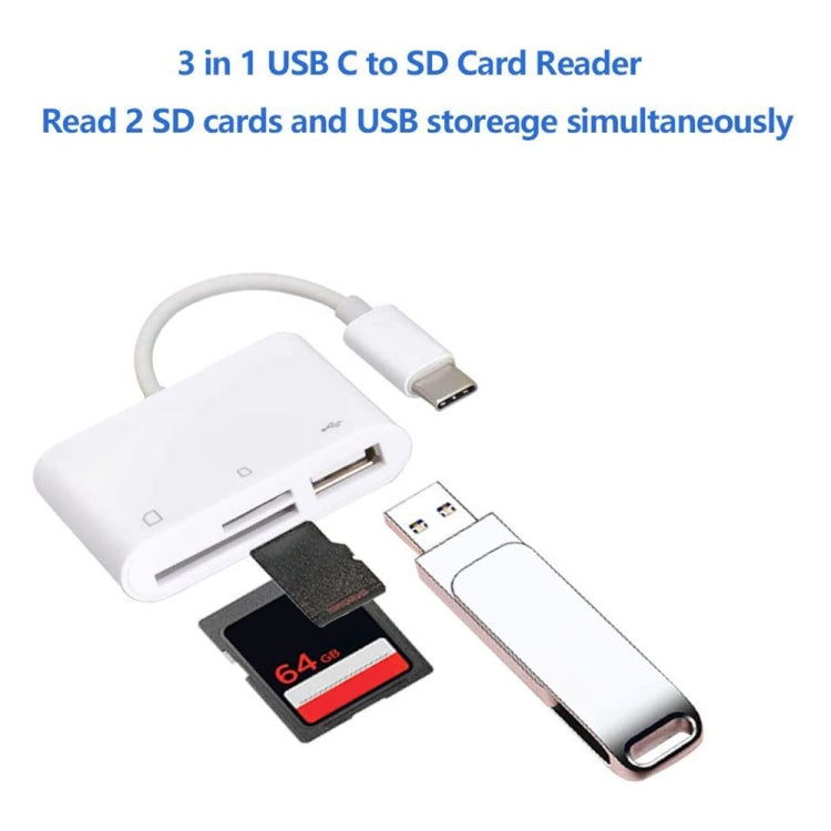 NK103TC 3 in 1 USB-C / Type-C Male to SD + TF + USB Female Camera Reader by buy2fix