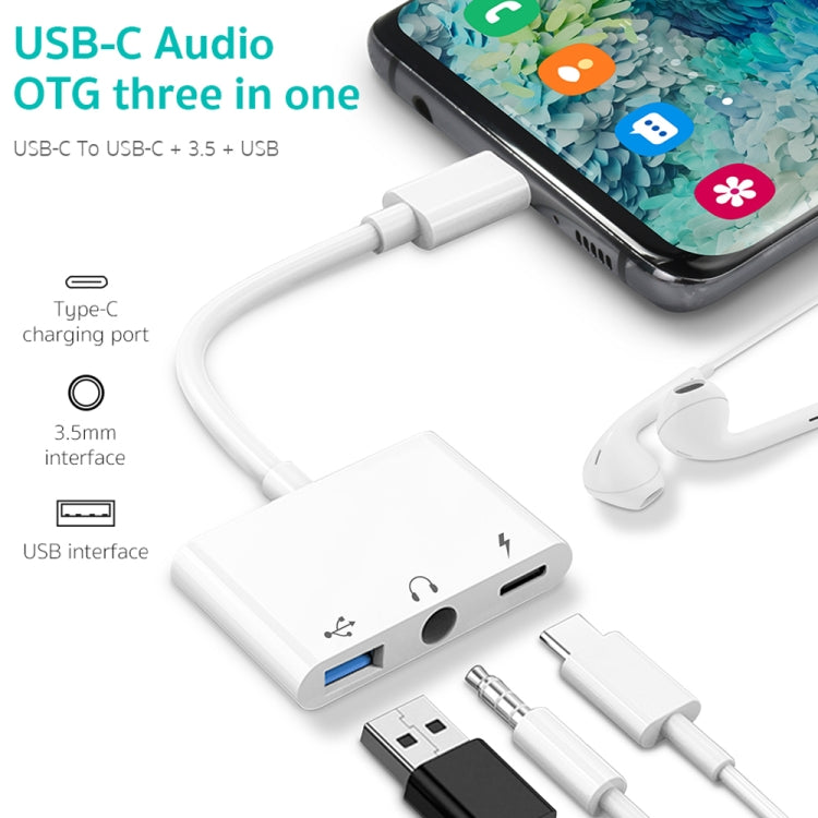 3 in 1 USB-C / Type-C Male to Type-C + USB + 3.5mm Female OTG Adapter by buy2fix