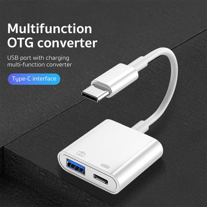 S-211 2 in 1 USB-C / Type-C Male to Type-C + USB Female Camera Adapter by buy2fix