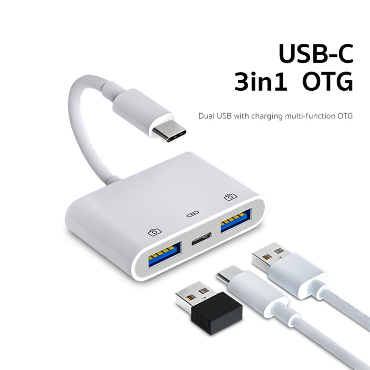 S-202 3 in 1 USB-C / Type-C Male to Type-C + 2 x USB Female Camera Adapter by buy2fix