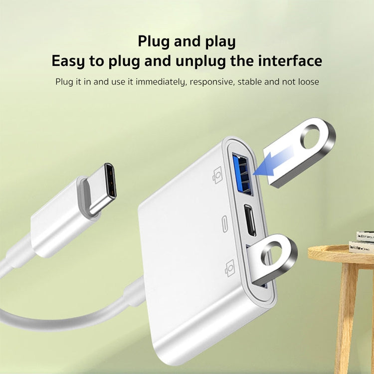 S-202 3 in 1 USB-C / Type-C Male to Type-C + 2 x USB Female Camera Adapter by buy2fix