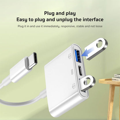 S-202 3 in 1 USB-C / Type-C Male to Type-C + 2 x USB Female Camera Adapter by buy2fix